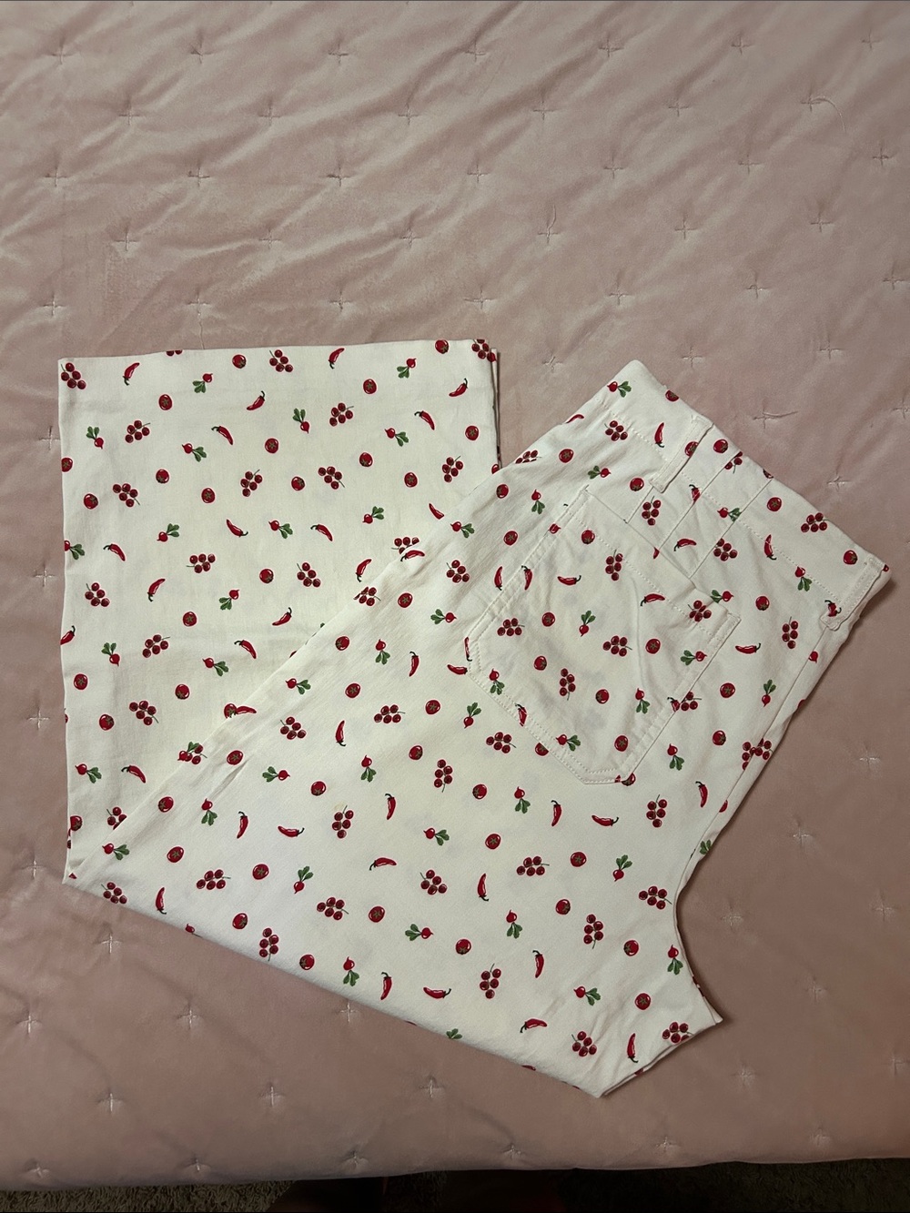 Jules & Leopold Winter White Pants with Red Cherry and Chili Print